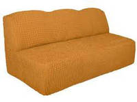 Чехол универсальный без оборки на 2-х и 3-х местный диван без подлокотников Venera (жатка-креш) золотой