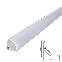 Профіль кутовий алюмінієвий АНОДОВАНИЙ ЛПУ16 з розсіювачем круглим матовим (Комплект 2м.)