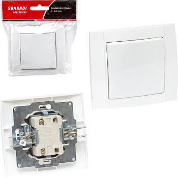 Вимикач одинарний для прихованого проведення 9х8 см Білий 2503 в упаковці 2 шт