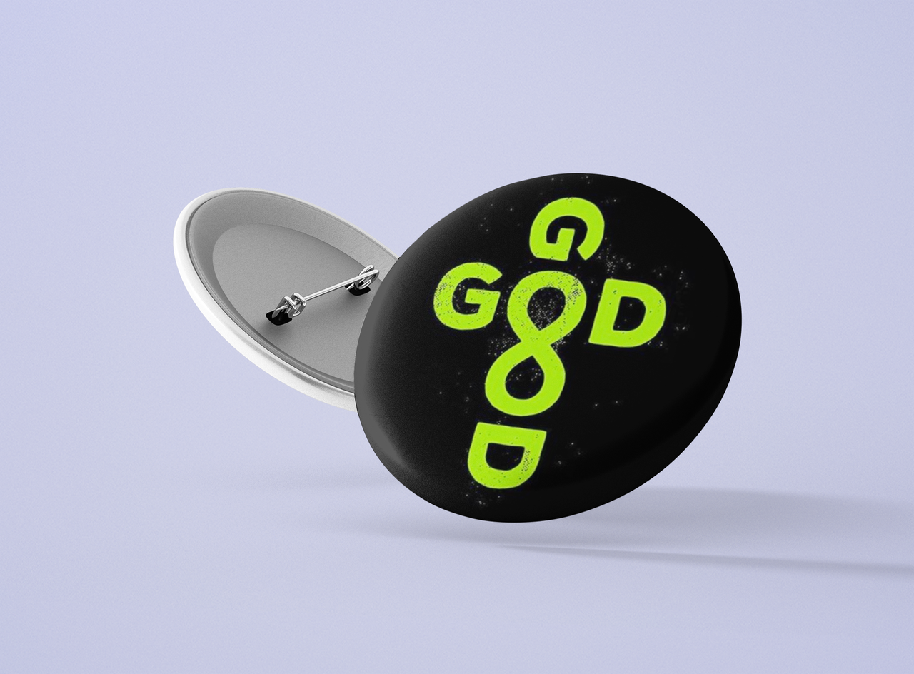 Значок металевий God Good №5