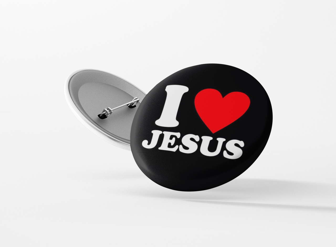 Значок металевий  I love Jesus #58, фото 1