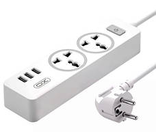 Мережевий подовжувач фільтр XO WL04 2 Розетки 3 USB 1.8 м Білий, фото 4