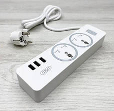 Мережевий подовжувач фільтр XO WL04 2 Розетки 3 USB 1.8 м Білий, фото 5