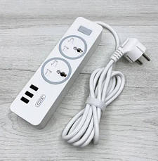 Мережевий подовжувач фільтр XO WL04 2 Розетки 3 USB 1.8 м Білий, фото 6
