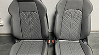 Комплект сидений Audi S5 B9 (Серая кожа с перфорацией, прострочка ромбом, полный набор электрорегулировок,