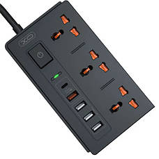 Мережевий подовжувач фільтр XO WL06 1,8 м 3 розетки 4 USB Чорний, фото 3