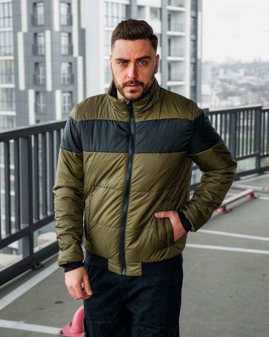 Чоловіча куртка стильна демісезонна на хлопця, куртка стьобана коротка на манжеті весна осінь