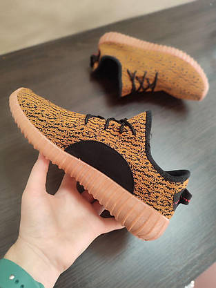 ЗНИЖКА! Кросівки Yeezy Boost Brown / Black літні унісекс текстиль, фото 6