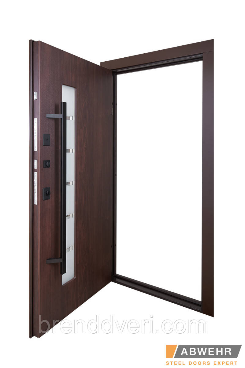 Вхідні двері зі склом модель Liberty Glass (Колір RAL8017 + Темний горіх) комплектація Classic - фото 2 - id-p1905437013