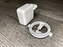 Швидка зарядка для iPhone 14 Pro Max 35W USB-C+C на 2 виходи + Кабель Type-C на Lightning, фото 6