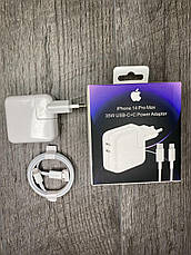 Швидка зарядка для iPhone 14 Pro Max 35W USB-C+C на 2 виходи + Кабель Type-C на Lightning, фото 4