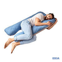 Подушка П-подібна для сну та відпочинку стьобана ТМ IDEIA 140х75х20 см Синьо-бежевий