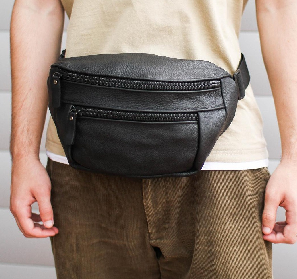 Сумка бананка мужская на пояс большая, барсетка через плечо кожаная на ...