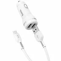 АЗУ Hoco Z27 Staunch dual port in-car charger set with Micro 2USB 2.4A White