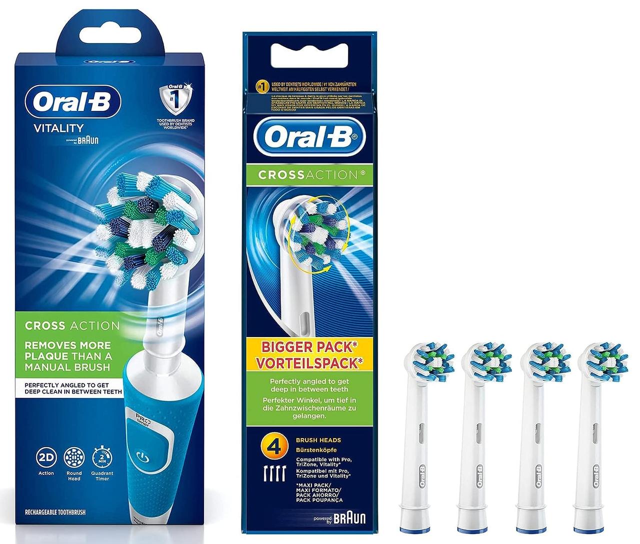 Електрична зубна щітка Braun Oral-B Vitality 100 Cross Action Blue + Змінні насадки  ORAL-B EB50 CrossAction 4 шт