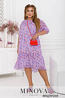 Женственное воздушное нежное шифоновое платье, большой размер 46-48,50-52,54-56,58-60,62-64,66-68 50-52