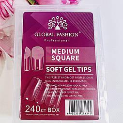 Типси гелеві для нарощування GLOBAL FASHION Середній Квадрат 240 штук
