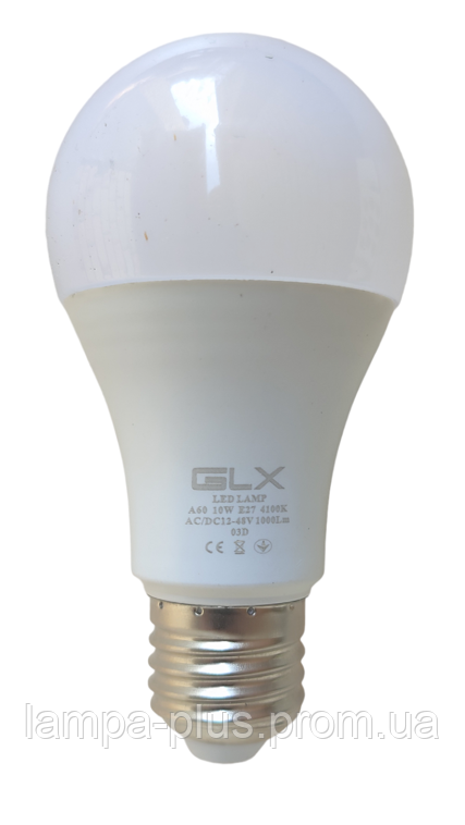 Низковольтная АС/DC 12-48V LED лампа А60 10W 4100К Е27 GLX - фото 2 - id-p1165849501