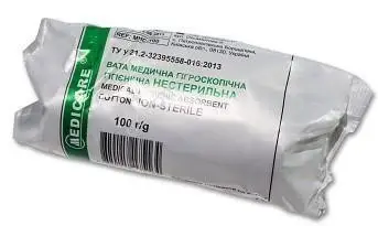 Вата медична гігієнічна гігроскопічна MEDICARE, нестерильна, рулон, 100 г