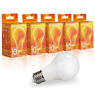 Набір з 5шт Лампа світлодіодна ЕВРОСВЕТ 10Вт 4200К A-10-4200-27 Е27