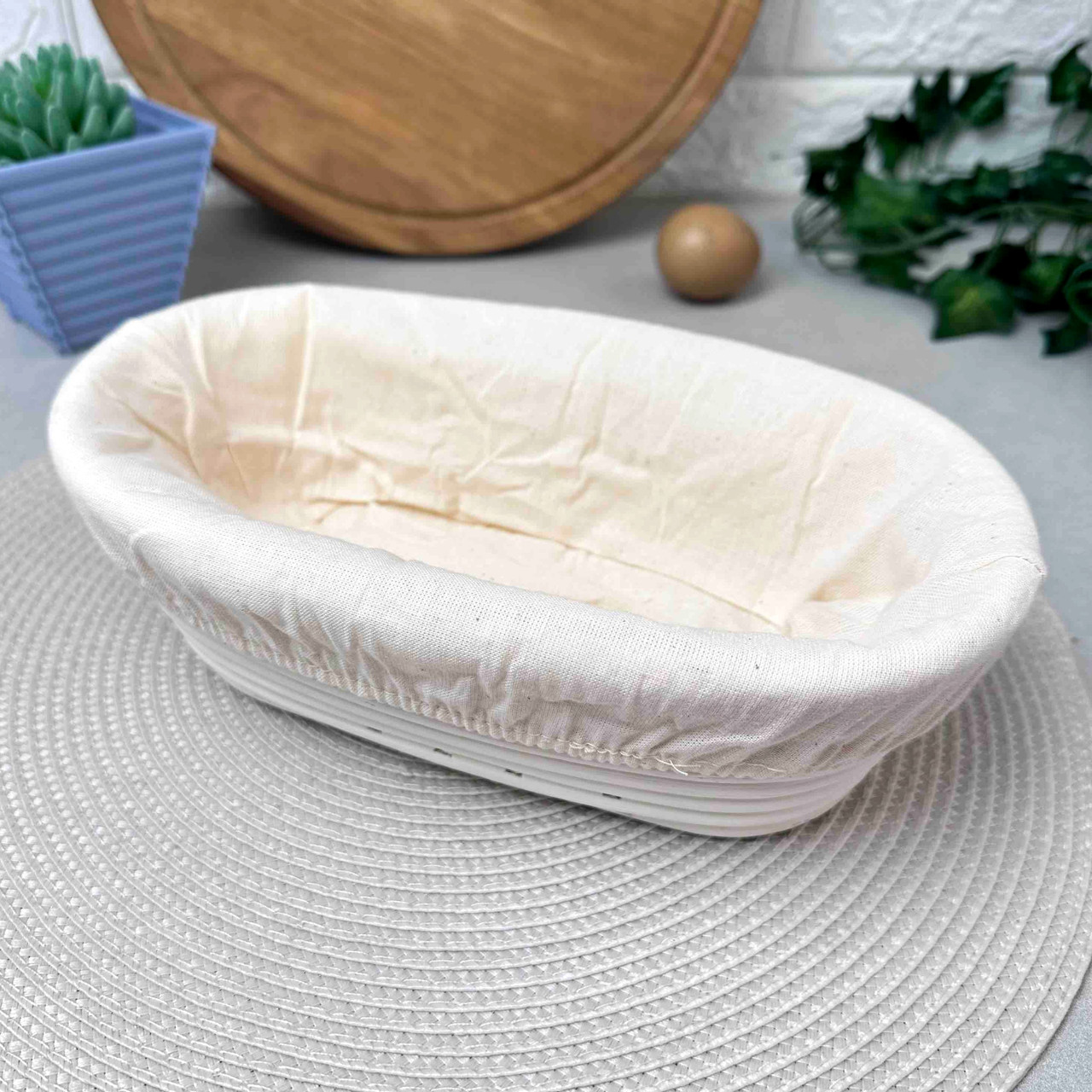 Ротанговий овальний кошик 25 см для вистоювання хліба зі змінним чохлом