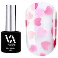 Гель-лак Vaлерi Top Love is... Pink (прозорий із рожевими сердечками), 6 мл