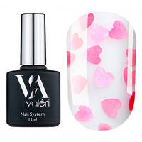 Гель-лак Valeri Top Love is... Pink (прозорий із рожевими сердечками), 12 мл