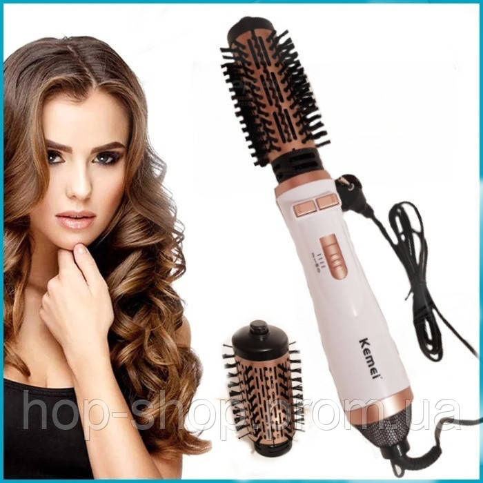 Женский воздушный стайлер для волос, вращающаяся щетка мультистайлер KEMEI KM-8020, электрический фен - фото 4 - id-p1905580464