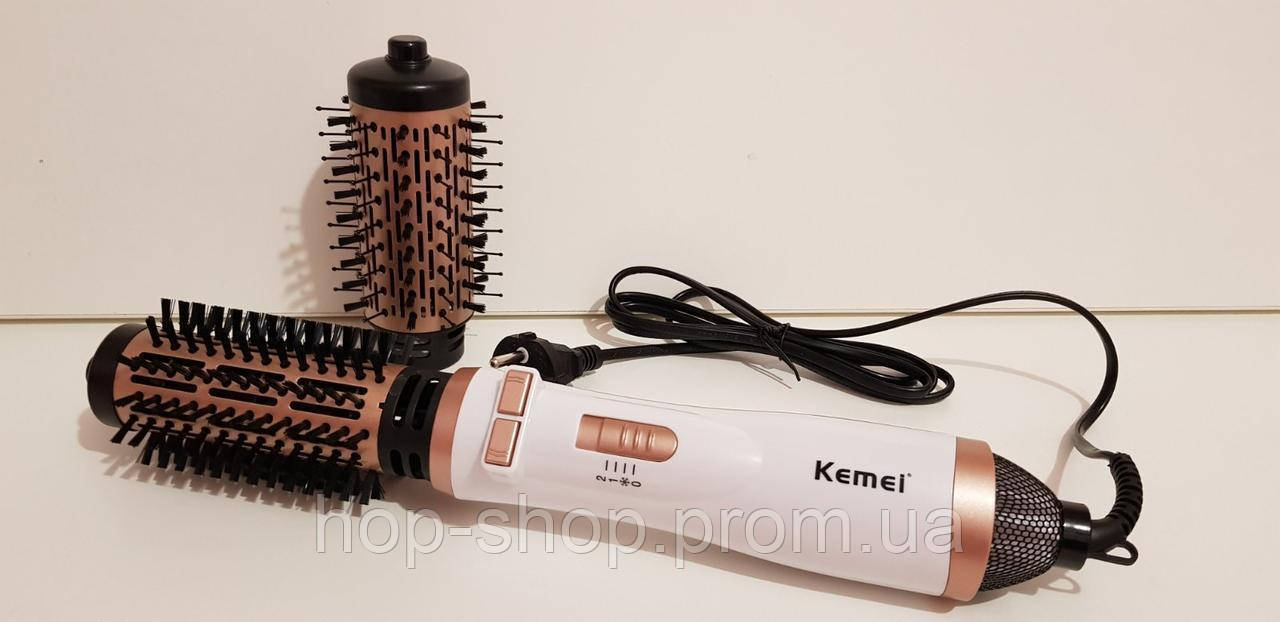 Женский воздушный стайлер для волос, вращающаяся щетка мультистайлер KEMEI KM-8020, электрический фен - фото 6 - id-p1905580464