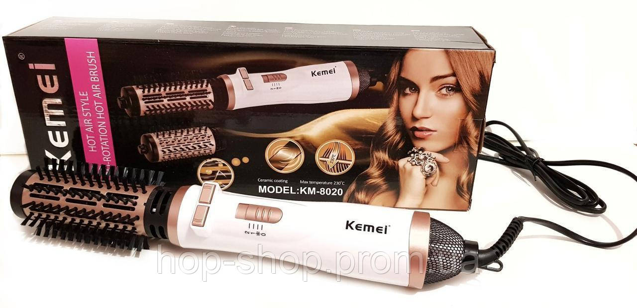 Женский воздушный стайлер для волос, вращающаяся щетка мультистайлер KEMEI KM-8020, электрический фен - фото 8 - id-p1905580464