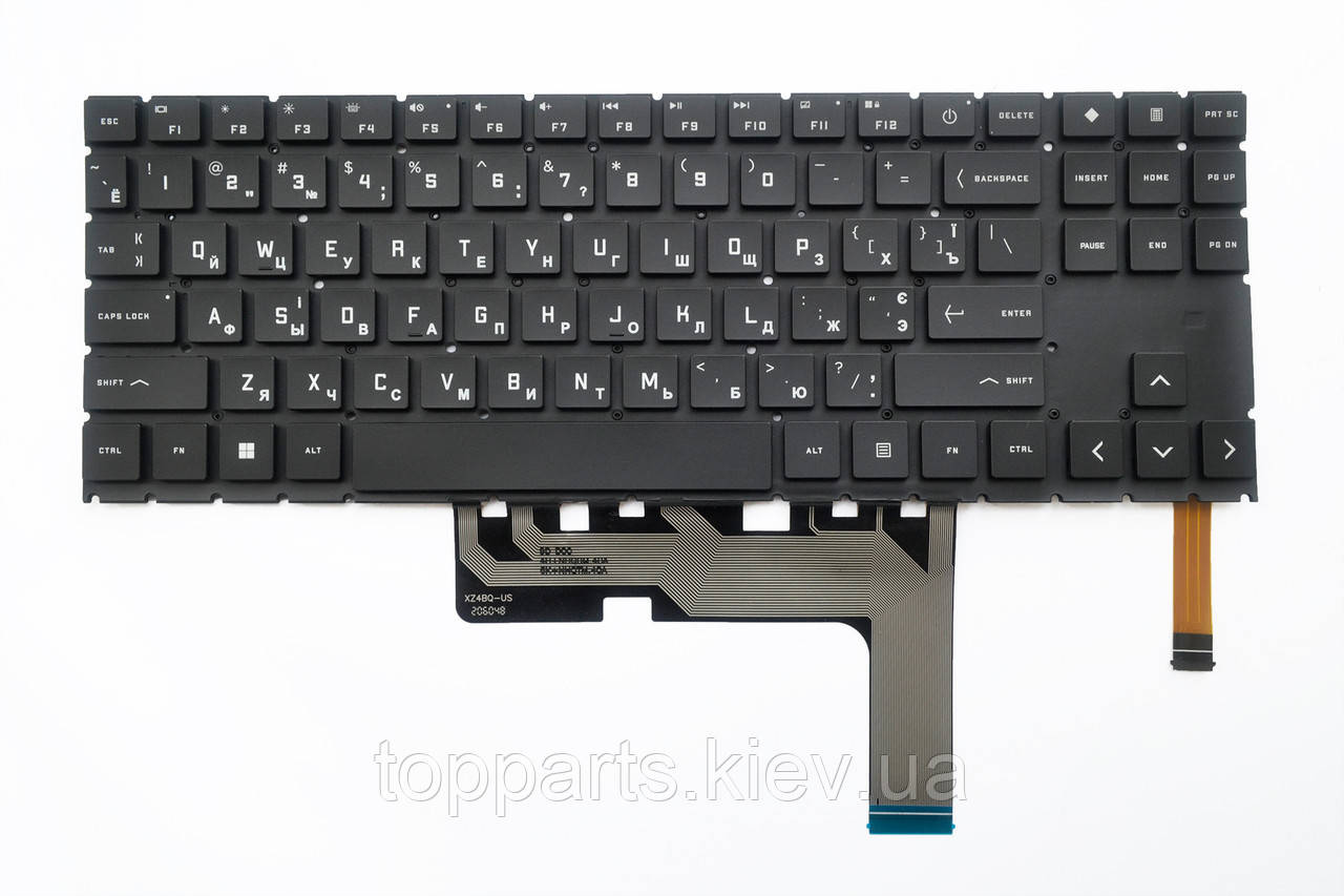 Клавіатура для ноутбука HP Omen 15-EN чорна без рамки, з кольоровим підсвічуванням, без цифрового блоку UA/US