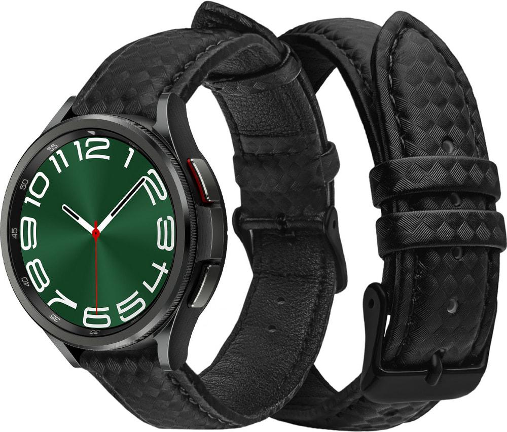Шкіряний ремінець Carbon для Galaxy Watch 6 Classic 47mm (Самсунг ...