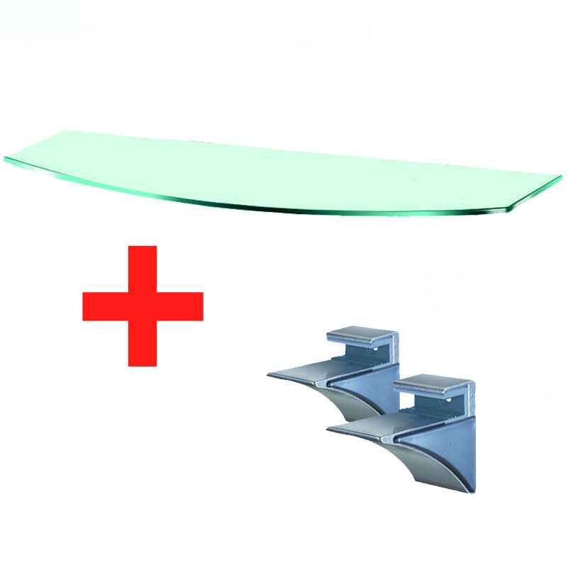 Полиця скляна радіусна Commus PL7 RLaz + тримачі ДСн30 в подарунок!