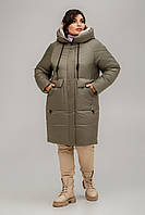 Женское зимнее пальто с двухсторонней молнией цвет оливка
