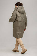 Жіноче зимове пальто з двосторонньою блискавкою колір оливка, фото 3