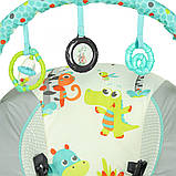 Дитячий підлоговий музичний шезлонг-баунсер Mastela сіро-зелений. крісло гойдалка для дітей, фото 6