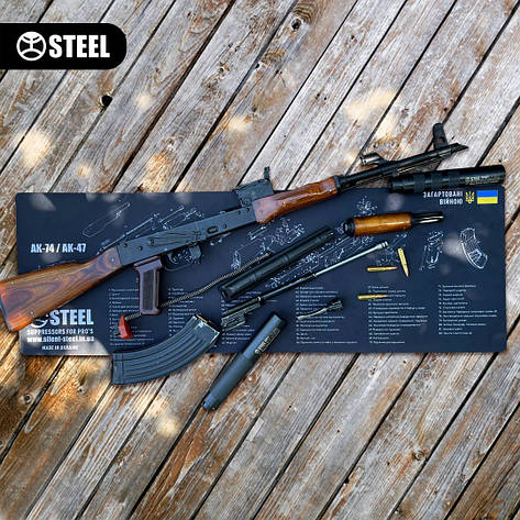 Килимок для чищення зброї 910х310 мм з планограмою AK-74 - ідеальний помічник у догляді за вашою улюбленою зброєю!, фото 1