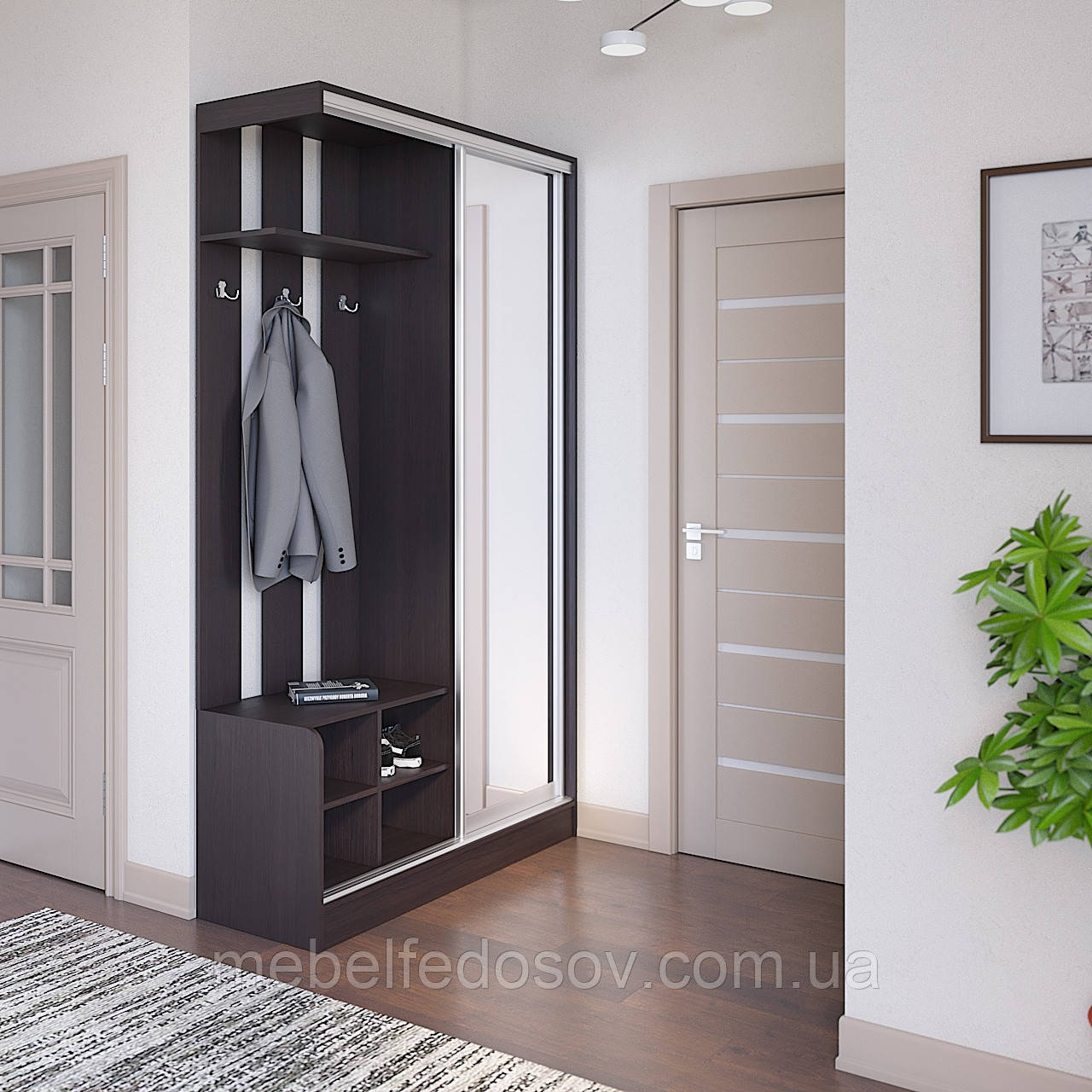 Передпокій Єва Дзеркало (Ківський Стандарт) 1200*2100*450 (фасад Дзеркало)), фото 1