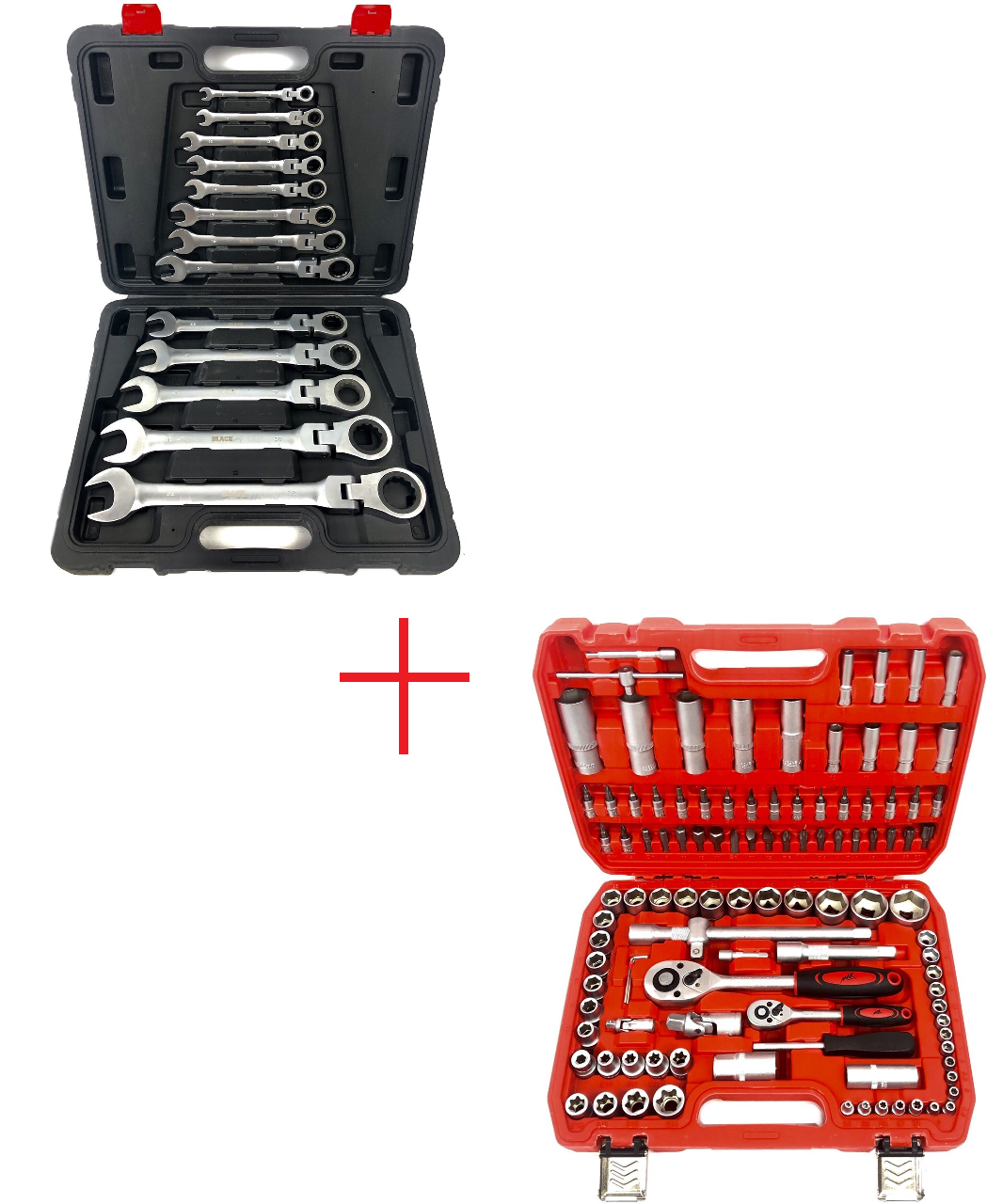 Набір інструментів MAX 108 шт. + набір ріжково-накидних ключів з тріскачкою Silver 13шт. (8-32)
