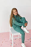 Спортивний костюм для дівчинки світшот і джогери, дівчачий спортивний костюм демісезонний колір м'ята, фото 2