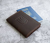 Обкладинка на паспорт України та закордоний паспорт зі шкіри шоколад