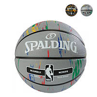 М'яч баскетбольний Spalding NBA Marble Outdoor Size 7 гумовий для гри на вулиці Grey/Multi-Color R_1821