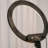 Кільцева світлодіодна лампа 45 см для фото та відеозйомки з 3 тримачами Селфі кільце К18-450CW для блогерів, фото 9