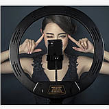 Кільцева світлодіодна лампа 45 см для фото та відеозйомки з 3 тримачами Селфі кільце К18-450CW для блогерів, фото 8