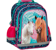 Рюкзак портфель шкільний для дівчинки Derform Horses комплект 5в1, фото 2