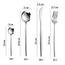 Набір столових приборів срібного кольору Porto-Light з нержавіючої сталі на 4 предмети REMY-DECOR для кафе та будинку, фото 2