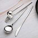 Набір столових приборів срібного кольору Porto-Light з нержавіючої сталі на 4 предмети REMY-DECOR для кафе та будинку, фото 4