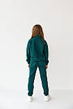 Спортивний костюм для дівчинки світшот і джогери, спортивний спортивний костюм демісезонний зелений, фото 3