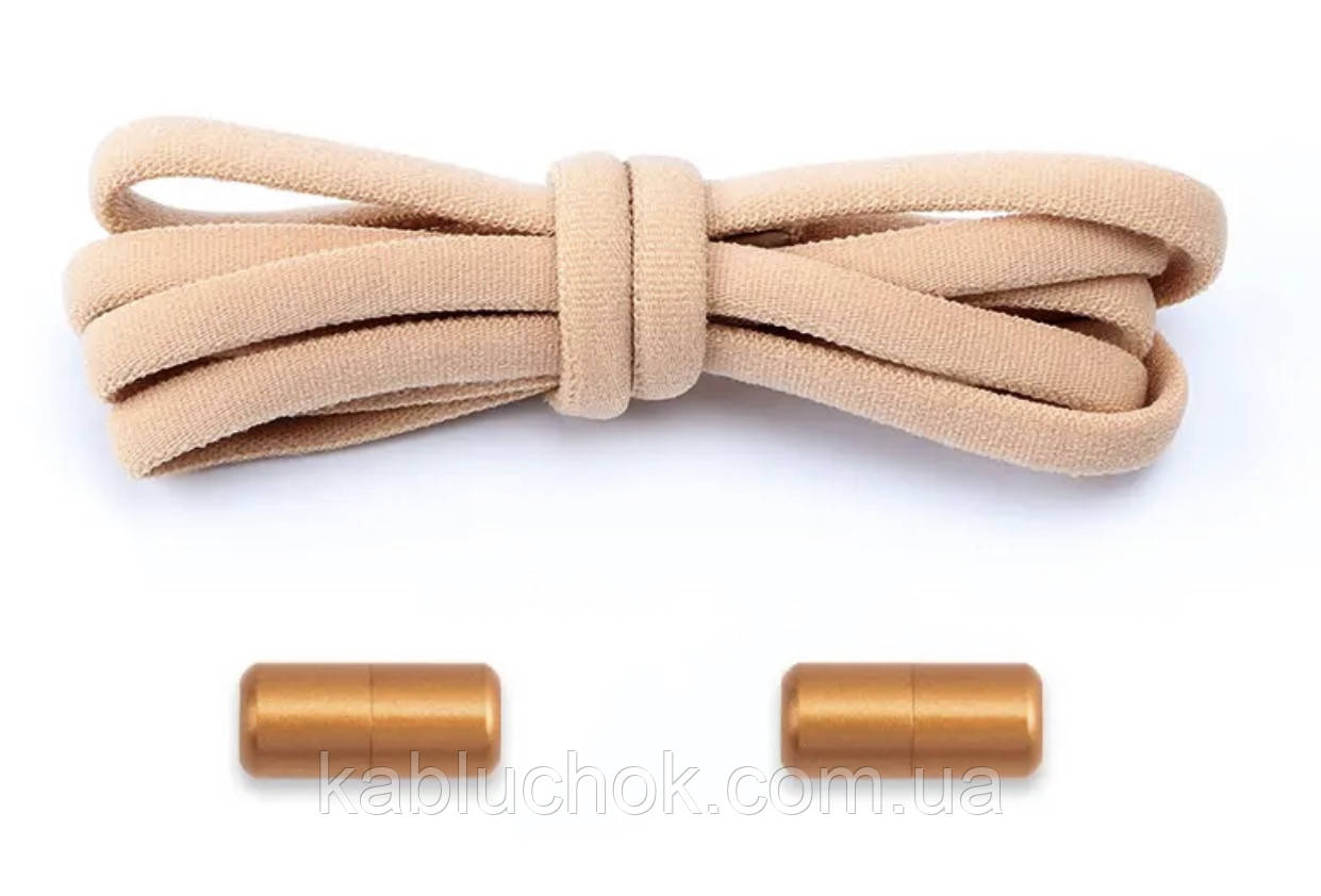 Шнурки гумові 1 м плоскі, цв. бежевий, фото 1