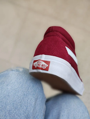 Кеди Vans old skool бордові замша високі bordo / white унісекс, фото 6